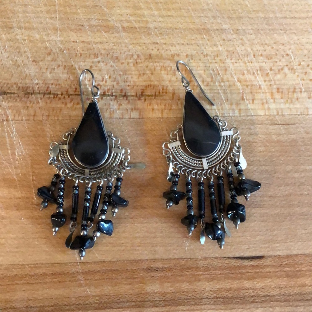 Black dangling earrings